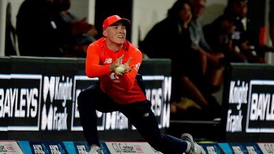 England fielder Tom Banton catches out New Zealand's Ross Taylor. AFP