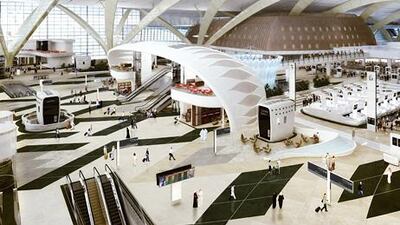 Abu Dhabi Airport's Midfield Terminal will have a roof area of 225,000 square meters and a total facade area of 200,000 square metres when finished. Courtesy Abu Dhabi Airports Company