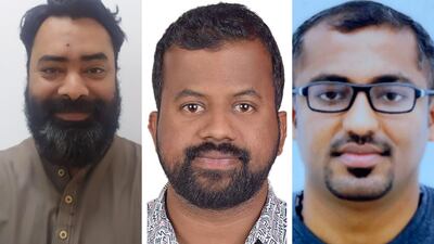 Big Ticket Winners Mansoor Muhammad, Anish Anthikkat and Raneesh Cherumanal all took home Dh100,000 in prizes. Photo: Big Ticket