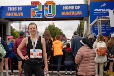 The writer at a marathon in Turkey. Photo: Halil Taskin