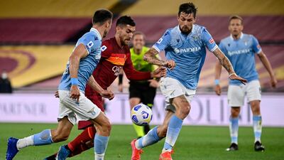 Roma's Lorenzo Pellegrini in action at the Olimpico Stadium in Rome. EPA