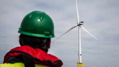 A wind turbine at the Seagreen Offshore Wind Farm, under construction around 27km from the coast of Montrose, Scotland, in the North Sea. AFP