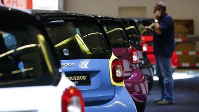 Smart cars by Brabus on display during the media day of the Frankfurt International Motor Show in Germany. Kai Pfaffenbach / Reuters