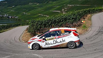 Majed Al Shamsi, Team Abu Dhabi's junior driver, negotiates a turn during Rally Germany.