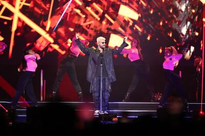 Columbian superstar Maluma performs at the Coca-Cola Arena in Dubai on Friday, February 14. Chris Whiteoak / The National