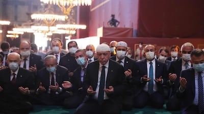 President Erdogan said afterwards that reverting the 6th-century structure from a museum to a mosque 'was a dream of my youth'. Turkish Presidential Service / AFP