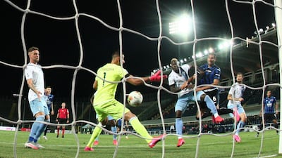 Atalanta's Jose Palomino scores the winning goal against Lazio. EPA