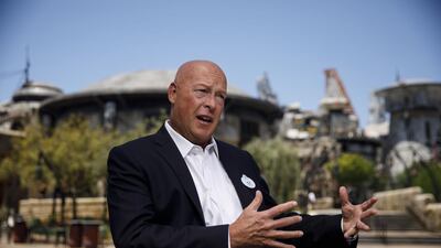 Bob Chapek, chairman of Walt Disney Parks and Experiences, speaks at the unveiling. Bloomberg