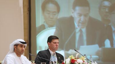 Ambassador Hamad Al Kaabi, UAE Permanent Representative to the International Atomic Energy Agency, at the 2013 International Framework for Nuclear Energy Cooperation meeting Abu Dhabi. Fatima Al Marzooqi/ The National.
