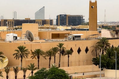 The US embassy headquarters in Riyadh, after it was hit by drone strikes. AFP