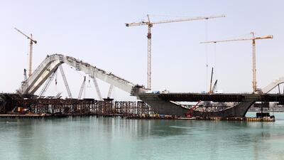 Construction of the Sheikh Zayed Bridge before its inauguration in November 2010. Jaime Puebla for The National