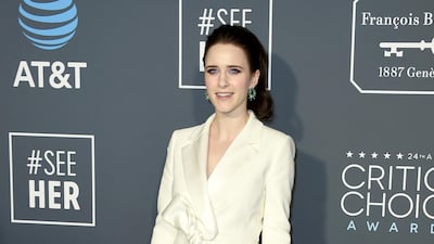 Rachel Brosnahan in Carolina Herrera. AP