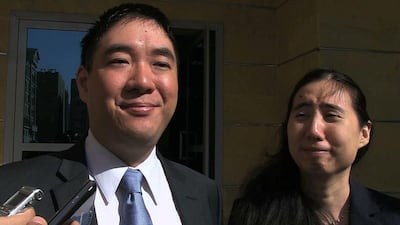 Matthew and Grace Huang, a US couple charged over the death of their adopted daughter, were acquitted by a Qatari appeals court. Victoria Bauz/AFP Photo