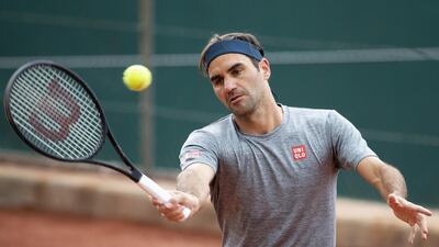 Swiss tennis player Roger Federer during a training session ahead of the Geneva Open, on Monday, May 17. EPA