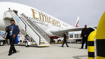 An Emirates A380 on display at the Dubai Air Show in 2013. Christopher Pike / The National