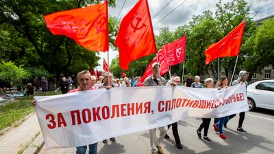 Moldovans take part in a patriotic protest. The nation has been independent from Russia since 1991. EPA
