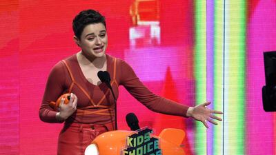 Joey King accepts the award for favourite movie actress for 'The Kissing Booth'. AP
