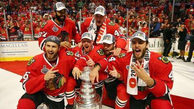 A time for celebration for Chicago Blackhawks is a time for disappointment for the other 15 Stanley Cup playoff teams. Brunce Bennett / Getty