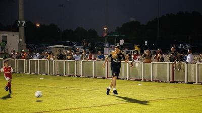 Mesut Ozil visits Arsenal Soccer School at The Sevens Stadium. Victor Besa for The National