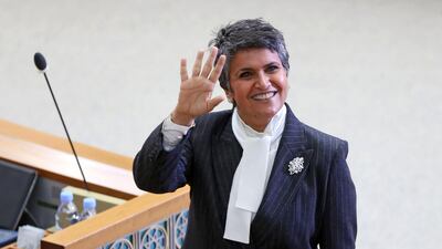 Kuwaiti member of parliament Safaa al-Hashem arrives to attend the opening ceremony of the new legislative year at the National Assembly in Kuwait City, on October 24, 2017. / AFP PHOTO / Yasser Al-Zayyat