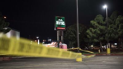 Police tape marks the scene outside a Twin Peaks restaurant after multiple people were shot in Odessa, Texas. Officials say an unidentified suspect was shot and killed after killing 5 people and injuring 21 in Odessa and nearby Midland. AFP
