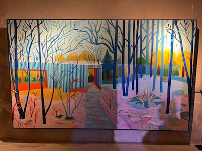 Artist Amir Taba has postcard-sized variations of his work, such as Les Feuilles du Passe (2025), available for visitors to take a copy of. Evelyn Lau / The National