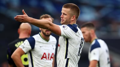 Tottenham Hotspur's English defender Eric Dier gestures during the English Premier League football match between Tottenham Hotspur and Newcastle United at Tottenham Hotspur Stadium in London, on September 27, 2020. - RESTRICTED TO EDITORIAL USE. No use with unauthorized audio, video, data, fixture lists, club/league logos or 'live' services. Online in-match use limited to 120 images. An additional 40 images may be used in extra time. No video emulation. Social media in-match use limited to 120 images. An additional 40 images may be used in extra time. No use in betting publications, games or single club/league/player publications. / AFP / POOL / Clive Rose / RESTRICTED TO EDITORIAL USE. No use with unauthorized audio, video, data, fixture lists, club/league logos or 'live' services. Online in-match use limited to 120 images. An additional 40 images may be used in extra time. No video emulation. Social media in-match use limited to 120 images. An additional 40 images may be used in extra time. No use in betting publications, games or single club/league/player publications.