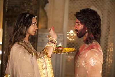 Deepika Padukone and Shahid Kapoor in Padmaavat, a film that has all the elements of a classic Bhansali period extravaganza. Courtesy Viacom 18