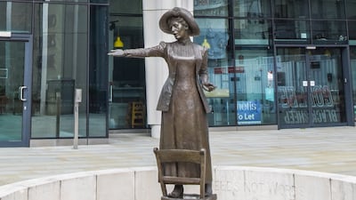 The Emmeline Pankhurst statue in central Manchester.