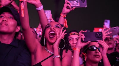 Fans at Etihad Park on Yas Island in 2023. The UAE live events industry is navigating a challenging year. Khushnum Bhandari / The National