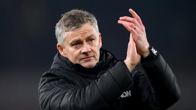 Ole Gunnar Solskjaer, manager of Manchester United, acknowledges the fans after the match. Getty