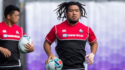 Japan's hooker Shota Horie takes part in a training session at the Prince Chichibu Memorial Rugby Stadium in Tokyo. AFP