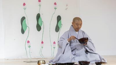 ABU DHABI, UNITED ARAB EMIRATES. 05 November 2019. Korean Buddhist nun Jeong Kwan is coming to the Korean Cultural Center to teach Baru meditative eating session at the Abu Dhabi Korean Cultural Center. She also appeared on Netflix’s Chef’s Table. (Photo: Antonie Robertson/The National) Journalist: Evelyn Lau. Section: Weekend.