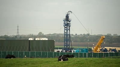 A Cuadrilla Resources fracking (hydraulic fracturing) near Blackpool, north west England. The British government halted fracking on November 2 due to concerns that the practice can trigger earthquakes. AFP.