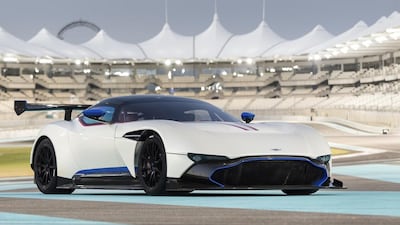 The Aston Martin Vulcan, which costs about Dh12 million, pictured in its full racing glory in Abu Dhabi. Courtesy Max Earey / Aston Martin