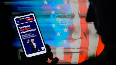 The website for Donald Trump's meme crypto coin describes it as the “the only official Trump meme”. Getty Images