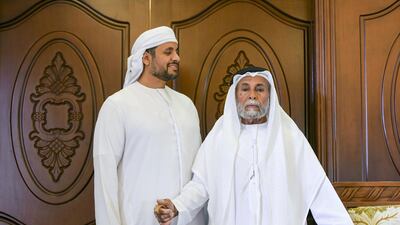 Father and son: Mohamed Al Mazrouei, and Buti Al Mazrouei, at their home in Al Ain. Mohamed's father worked on the pearl fleets and saw the transformation bought by the Founding President, Sheikh Zayed. His son speaks of the importance Sheikh Zayed placed in education.