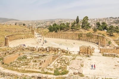 Roman Oval Forum at Jerash. Alamy