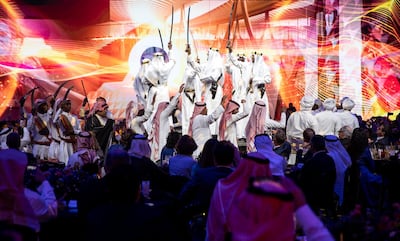 Saudi Arabia celebrates its new tourism strategy with a gala evening that culminated in a large-scale performance combing theatre, dance, animation and more. Courtesy Neville Hopwood / Getty