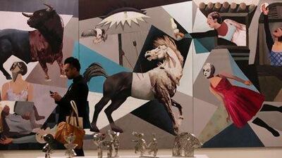 Art work by Oussama Diab, a Palestinian artist, at Art Dubai 2013. Pawan Singh / The National