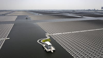 A floating solar farm in Huainan, China. Bloomberg