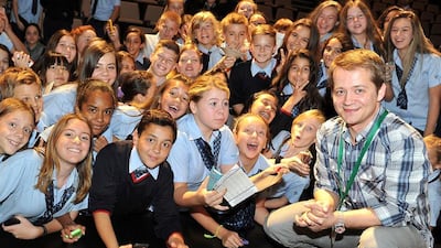 Disney Star Jason Earles with GEMS students. Courtesy: GEMS Schools