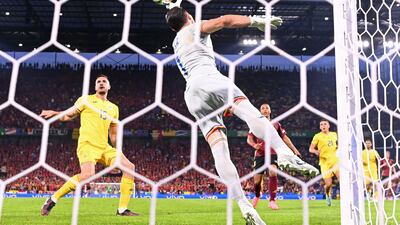 Romania's goalkeeper Florin Nita makes a save. AFP