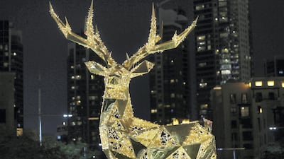 Christmas decorations at the boulevard in downtown Dubai.