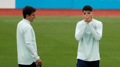Spain's Alvaro Morata during training. Reuters