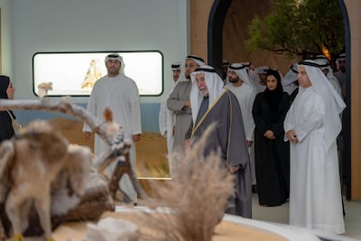 Sheikh Dr Sultan bin Muhammad Al Qasimi at Al Dhaid Wildlife Museum. Wam