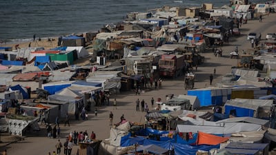 A camp housing internally displaced Palestinians, who fled Rafah and northern Gaza, in the west of Deir Al Balah. EPA