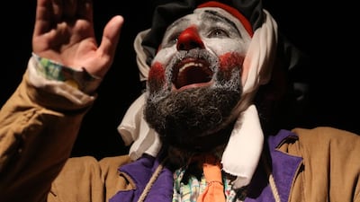 Qusay Kudsieh performs during 'Three Stories' at al-Hamra Theatre in Damascus, Syria. EPA