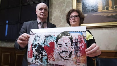 File photo from April 2016 showing Giulio and Paola Regeni, the parents of Giulio Regeni, an Italian graduate student who was tortured to death in Egypt. Massimo Percossi/ANSA via AP