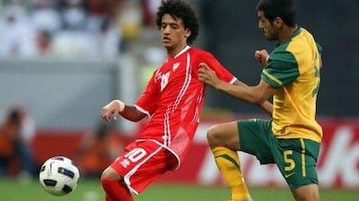 Omar Abdulrahman, left, scored the only goal of the Olympic qualifier against Australia.
